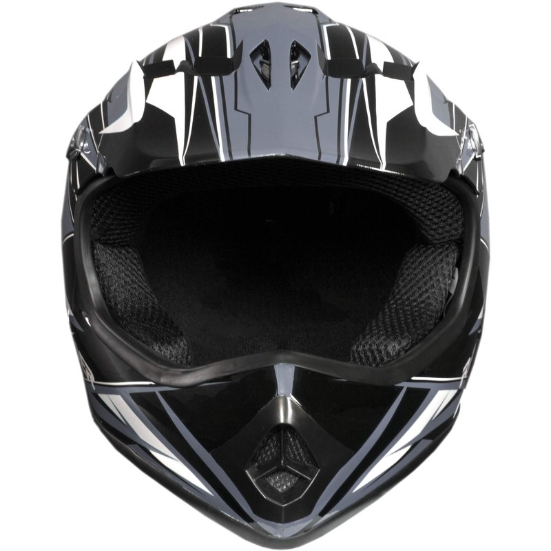 Raider 2131914 GX3 Unisex-Child MX Off-Road Helmet (Black/Silver, Youth Medium)