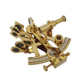 "Handcrafted Brass Nautical Sextant, Engraved Kelvin & Hughes London Maritime Sextant Instrument, Premium Vintage Steampunk Decorative Gift for Men & Explorers"