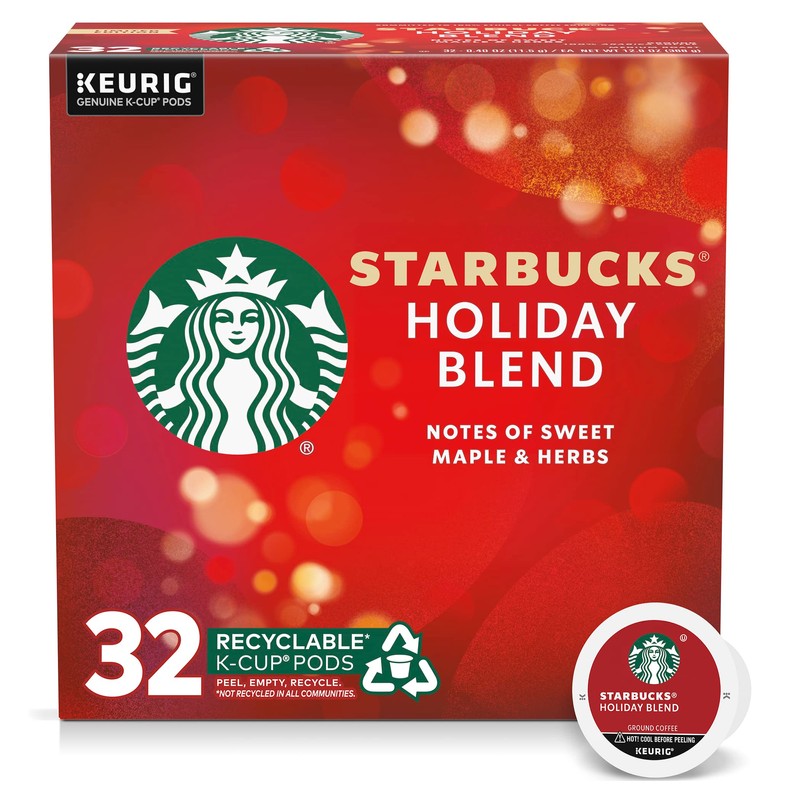 Starbucks Coffee K-Cup Pods, Holiday Blend, Medium Roast with Notes