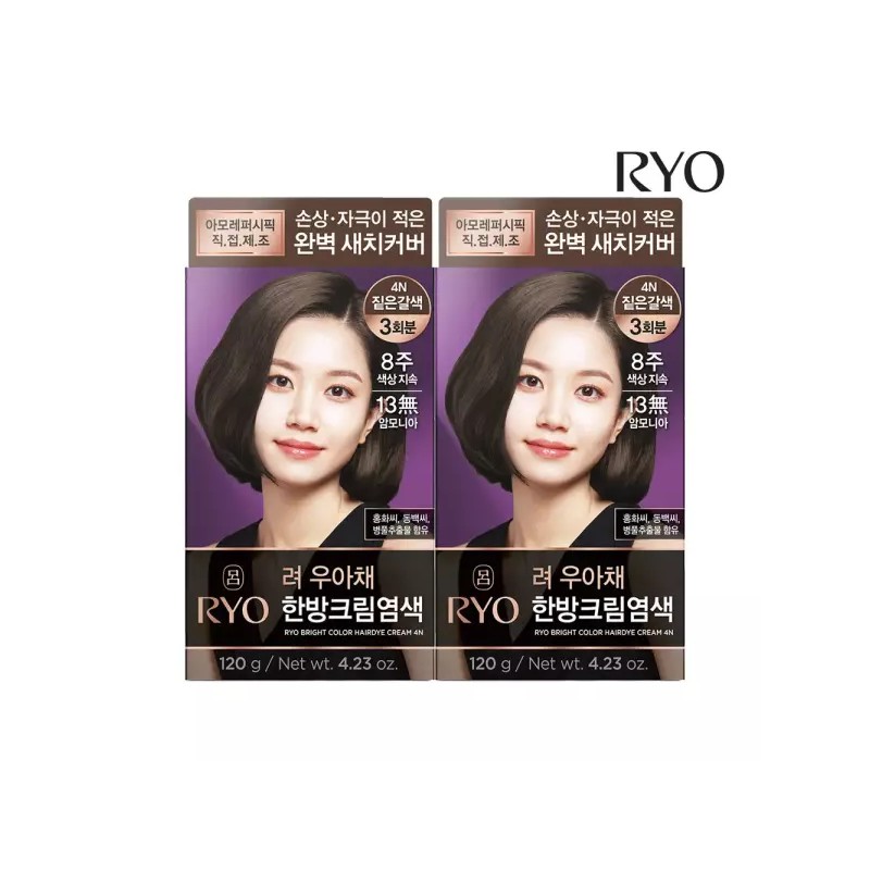 Lyo Uahchae 려 우아채 한방크림염색 2입(옵션) [02 흑갈색 3N 2개]