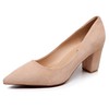 VenusCelia Women's Lewin Pump Chunky Heel Shoe, Nude Suede, 5