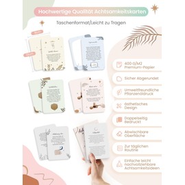 Mindfulness Cards Adult 50 Affirmation Cards with Gift Box, Positive Affirmations, Exercises, Selfcare, Courage, Self-Love, Motivation, Good Mood, Happiness, Gratitude Mindfulness Gift