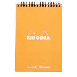 Rhodia #16 Wirebound Notepad 5.8" x 8.3" Dot Pad, Orange Cover