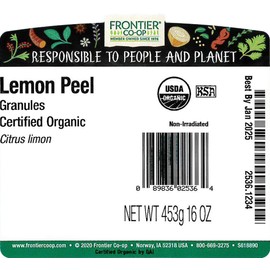 Frontier Co-op Frontier Co-op Organic Lemon Peel Granules, 1lb Bulk Bag, Natural Dried Lemon Peel | Made with Pure Lemon Zest | Kosher Certified | Ideal for Baking