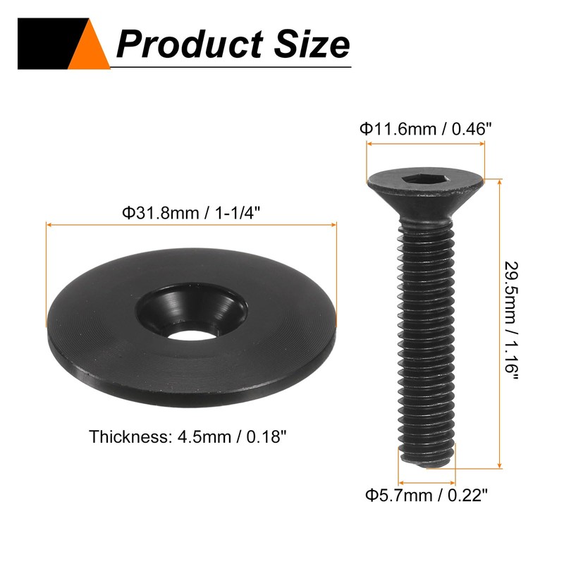 sourcing map 1 1/4" OD Bicycle Headset Stem Top Cap