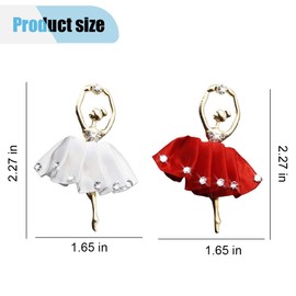 2PCS Bling Car Air Freshener Vent Clips - Crystal Dancing Ballerina Girl Charm Dashboard Decoration Car Diffuser Vent Clips - Rhinestone Auto Air Conditioning Outlet Clip for Women Girls (White/Red)