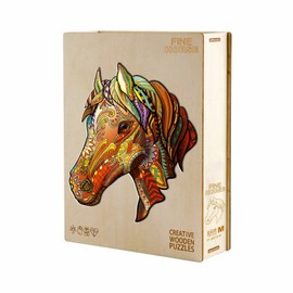 Wooden Puzzle Adults, KAAYEE Puzzle Wood, Wooden Puzzle Irregular Unique Shape Puzzle Pieces, Wooden Puzzle Animal Shape, Wooden Puzzle with Wooden Gift Box (Horse, L)