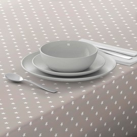 Rectangular Oilcloth PVC Wipe Clean Tablecloth Table Cover 140cm x 180cm 55x70 Stars Beige Grey