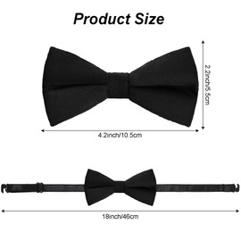 Bskifnn Velvet Kids Bow Tie Classic Solid Color Bow Tie Adjustable Neck Bowtie for Kids Wedding Party (Black)