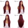 FUHSI 13×6 Purplish Red Wigs White Kanekalon Synthetic Hair Real
