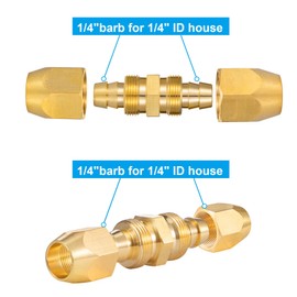 Breezliy 4PCS Soild Brass Air Reusable Hose Splicer For 1/4-Inch ID Hose,Hose Air Hose Repair Fitting (4 Pack 1/4 Inch)