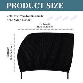 2PCS Breathable Car Window Shades Baby with Nylon Stickers,Highly Elastic Car Sun Shade for Rear Windows,Universal Sun Shade for Cars Interior Accessories Fit Most Cars Trucks