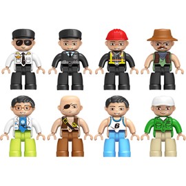 DXPETA 8 Large Building Figures, STEM Learning Toy for Kids Age 3-8, Magnetic Play People, Compatible with Major Building Block Brands, 4.75 * 3 * 6.75cm