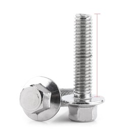 Stainless Steel Screws M6 x 20, M6 Screws, M6 x 20 Stainless Steel Screws, M6 Stainless Steel B, Pack of 10, M6 Stainless Steel S04 Hex Flange Screws Washer Head Bolts Mounting (M6 x 20)
