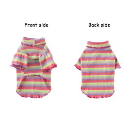 Dog Costumes for Indoor Outdoor Turtleneck Rainbow Jumpsuit Shirt Color Stripes Spring Summer Puppy Soft Clothes