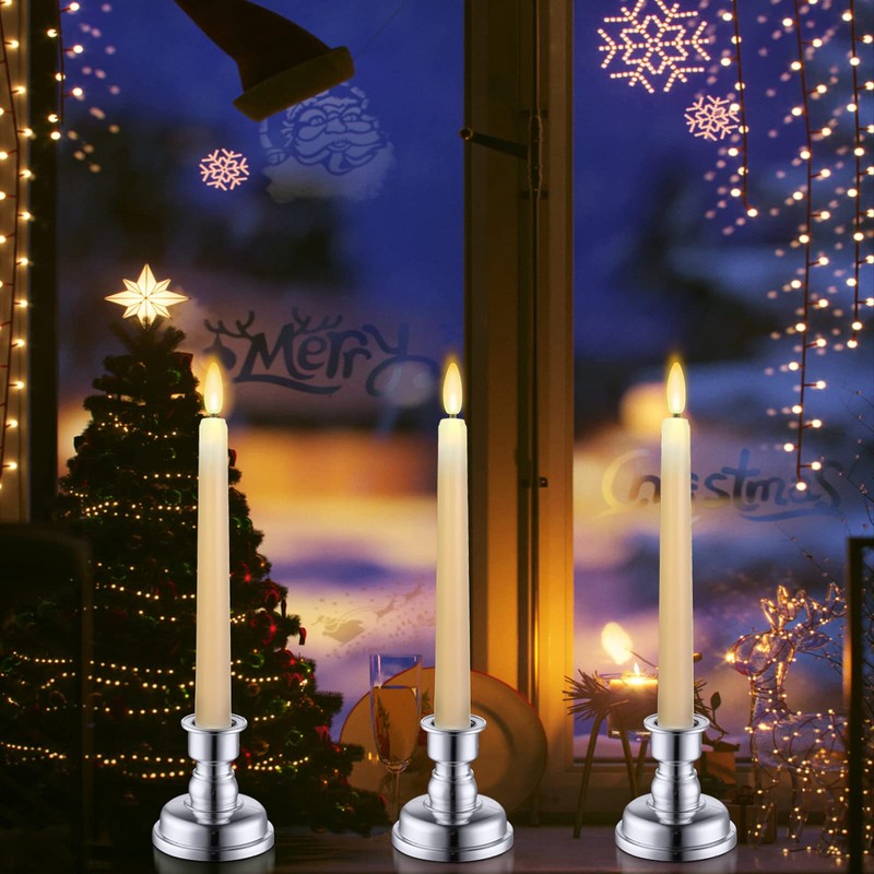MIXALY 9PACK 8" LED 3D Wick Taper Candles with Remote