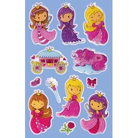 Avery Zweckform Pack of 12 Glossy Stickers (Princess Stickers in 3D Effect, Children's Stickers for Playing, Crafts Collecting) Item 57299