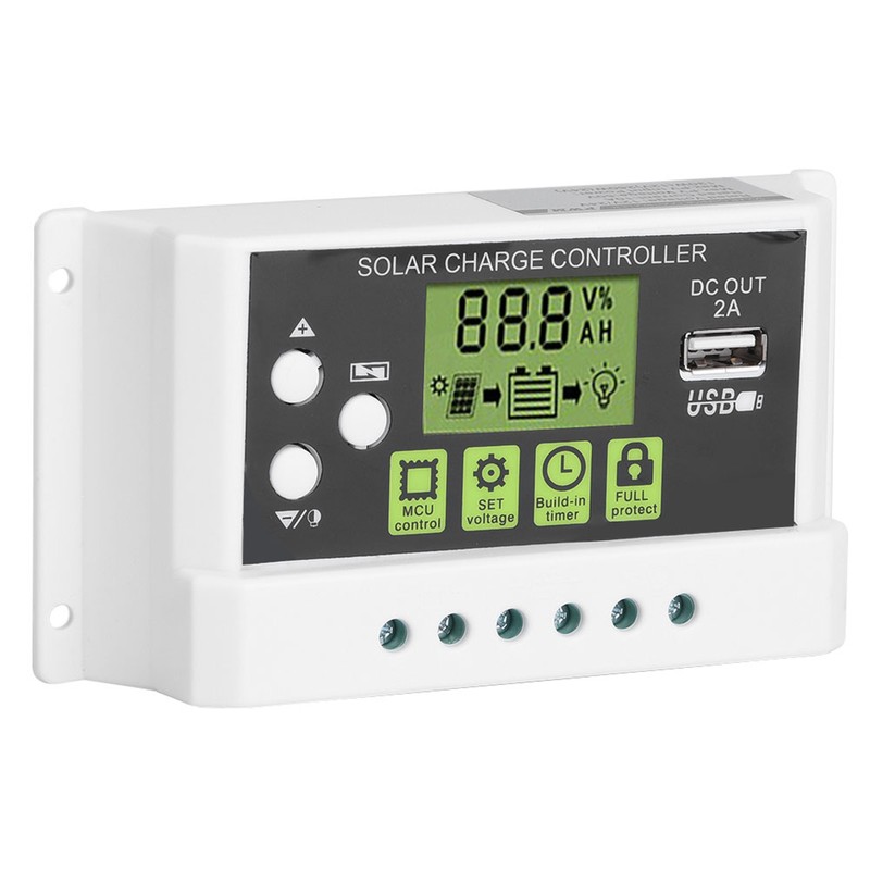 PWM Intelligent Solar Charge Controller Regulator LCD Display USB Output