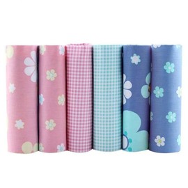 CraftsFabrics 6pcs/Lot 40cm x 50cm Gingham Floral Fat Quarters Twill Printed 100% Cotton Precut Fabric Bundle Material Children's Quilting, Scrapbooking, Patchwork