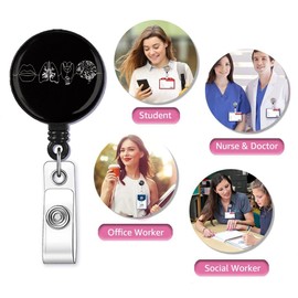 Carrete de insignia de órgano de accidente cerebrovascular, soporte retráctil para tarjeta de nombre con clip de cocodrilo, identificación médica de la insignia de enfermera, insignia de nombre de