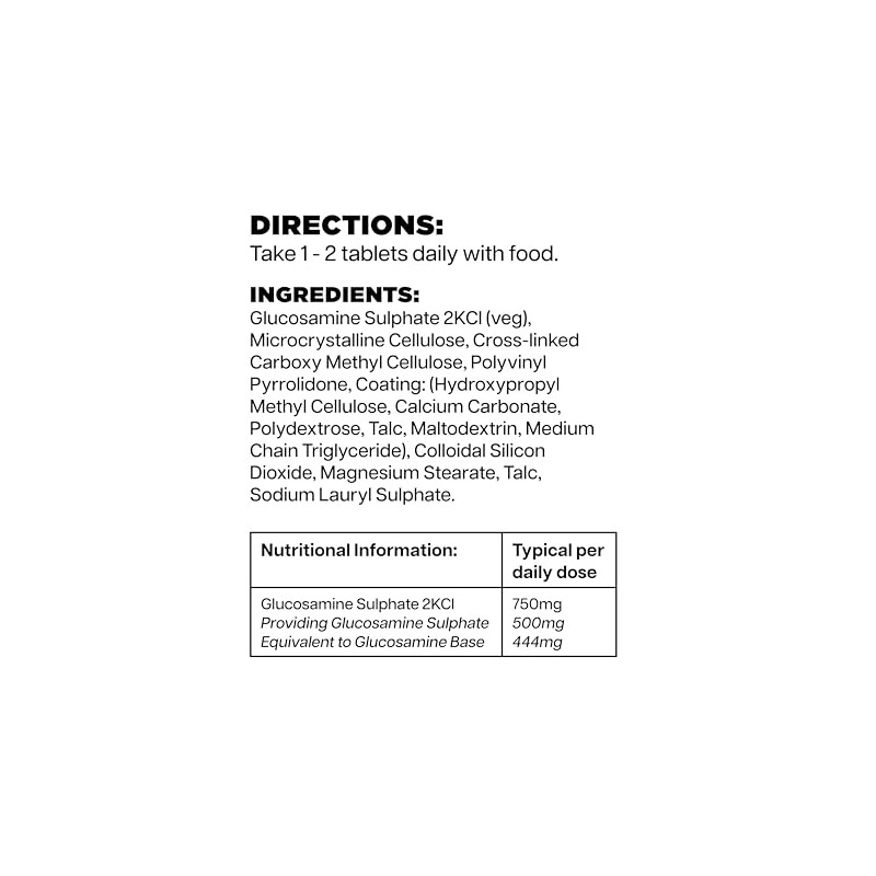 Woods Supplements - Vegan Glucosamine Sulphate 2KCl 750mg x180 Tablets.