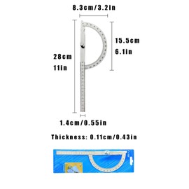ZHYUAN Protractor Metal 0-180°, Stainless Steel Angle Gauge, Protractor, Measuring Angle Finder Metal with Locking Screw, Angle Gauge with 150 mm Measuring Device, Metal Protractor