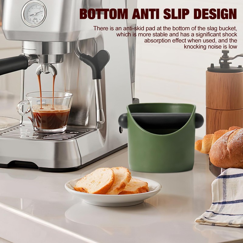 Coffee Knock Box with Removable Metal Knock Bar & Non-Slip