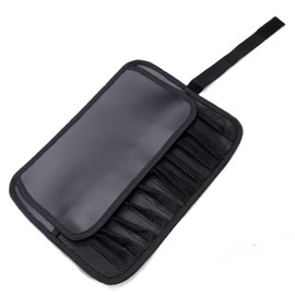 Pitlife Jig Bag, Black, Roll Type, Jig Case, Mesh Pockets, 12 Pockets, Waterproof, PU Leather, Washable, For Offshore Jigging