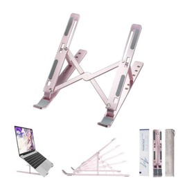 Maro Aluminum Laptop Stand | Portable, 6 Adjustable Heights Tablet Computer Stand, Foldable Laptop Stand Compatible for MacBook, 10-17 Inch Laptops & Tablet, Silver