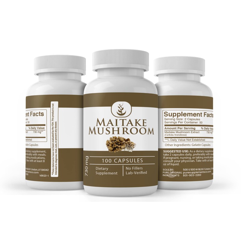 Pure Original Ingredients Maitake Mushroom Extract, (100 Capsules) Always Pure,
