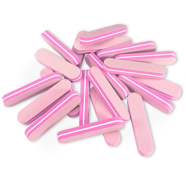 ANRUI Mini Nail File, 20 Pieces Reusable 100/180 Grit Nail Files, Double-Sided Washable Nail Buffer Block for Extension Gel and Acrylic Nails Tools at Home and Salon, Pink