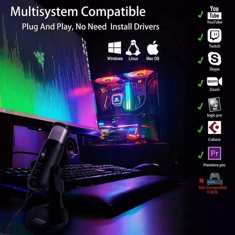 Highler PRO Micrófono Condensador Highler Rgb Estudio Streaming Gaming