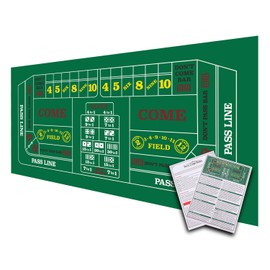 GSE Games & Sports Expert 36"x72" Craps Layout Felt with Instructions, Las Vegas Style Casino Dice Game Tabletop Mat