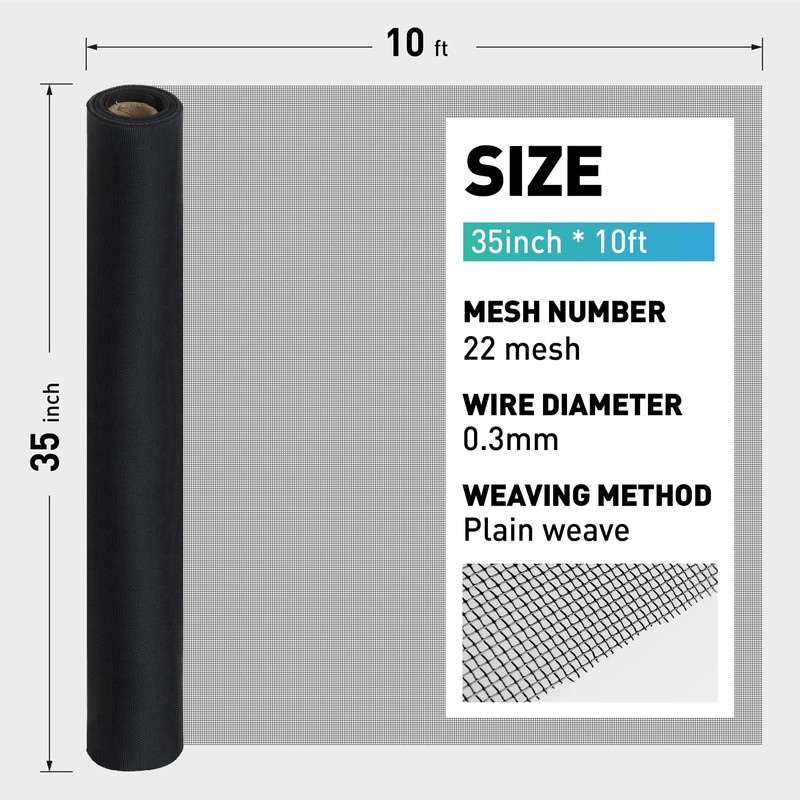 FCSOTSPS 304 Stainless Steel Mesh Window Screen Roll, 35IN x