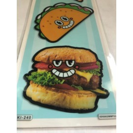 GRIP texture NEW Water Bottle Stickers Water/Heat Resistant Smile Happy Pizza Taco Hamburger