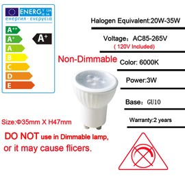 ukzboss MR11 GU10 35mm Mini LED 3W 120V Non-Dimmable Spotlight Small Bulb Replace 35W Halogen Bulb Equivalent GU10 LED Spotlight