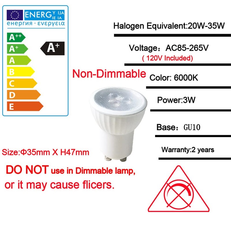 ukzboss MR11 GU10 35mm Mini LED 3W 120V Non-Dimmable Spotlight