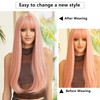 TRUMOST Peach Pink Wig with Bangs for Women 28 Inch