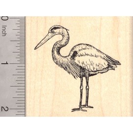 Great Blue Heron Rubber Stamp, Coastal Bird, Egret, Bittern