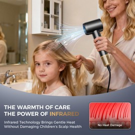 Infrared Hair Dryer, 160000 RPM Low Noise Blow Dryer for Women & Men, Professional Negative Ions Frizz Control & No Heat Damage, Brushless Motor Fast Drying for Home Travel Salon