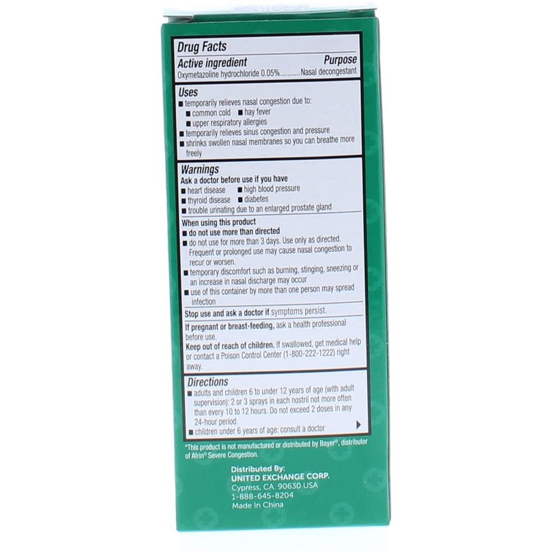 Nasal Relief Spray, Pump Mist, Anti-drip, Severe Congestion, (Oxymetazoline HCI)