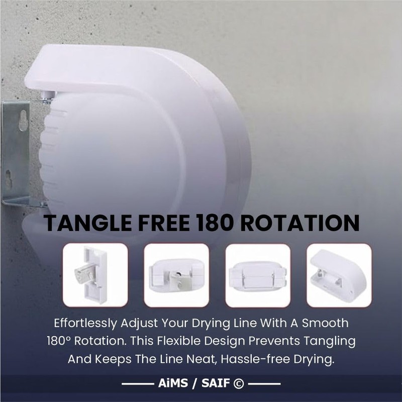 Washing Line Retractable Wall-Mounted Double Clothes Drying Line, Heavy Duty