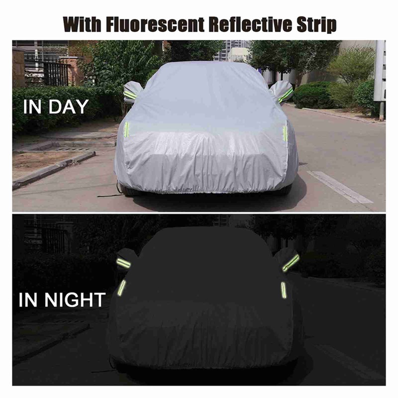 Car Cover Full Sedan Covers with Reflective Strip Sunscreen Protection