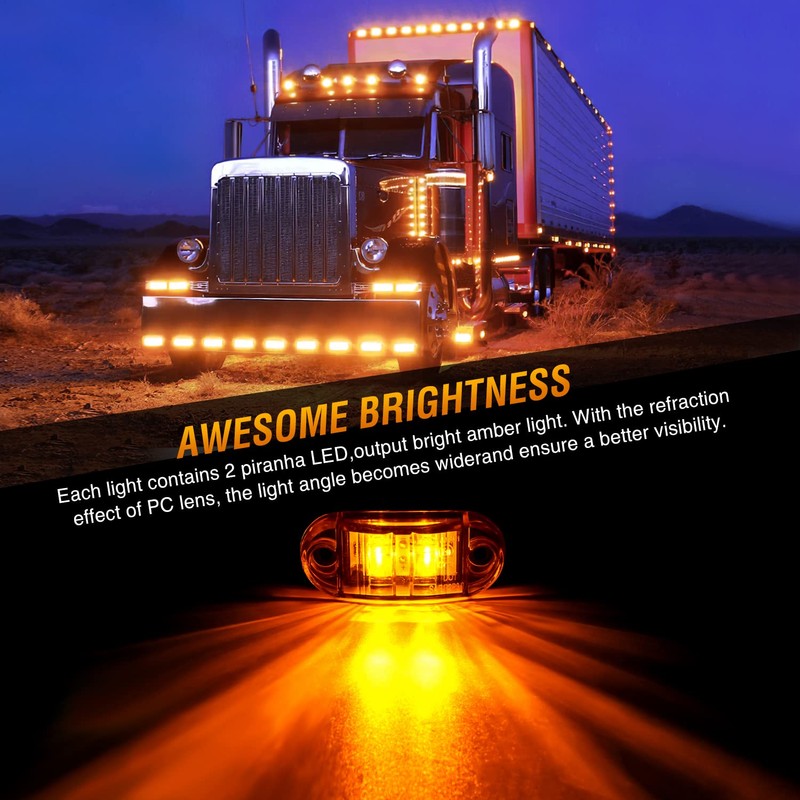 Nilight 2.5Inch Oval Side Marker Light 20PCS 2 Diode LED