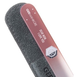 GERMANIKURE Czech Crystal Glass Nail File in Suede Leather Case - Dear MOM I Love You - Professional Manicure & Pedicure Products for Smooth Easy Shaping of Natural Nails