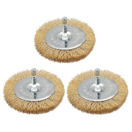 3PC Brass Coated Wire Wheel Brush Kit for Drill, Crimped Cup Brush with 1/4-Inch Shank,0.13mm Coated Brass Wire Brushes, for Fast Removal of Rust, Paint and Scale from Metal and Wood