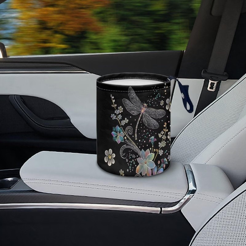 Darisoco Dragonfly Trash Can for Car Car Garbage Can for
