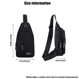 BAOWUABJ Men's Chest Bag, Shoulder Bag, Leisure Sling Bag, Small Rucksack for Men Lightweight Nylon Sling Rucksack Bag, Anti-theft Sling Shoulder Backpack for Hiking, Cycling, Travel, Camping