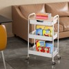 TOOLF 3-Tier Utility Rolling Cart with Wooden Board and Drawer,