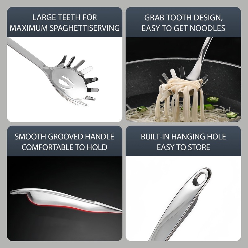 IMEEA 14.3-Inch Spaghetti Spoon Pasta Server SUS304 Stainless Steel Pasta